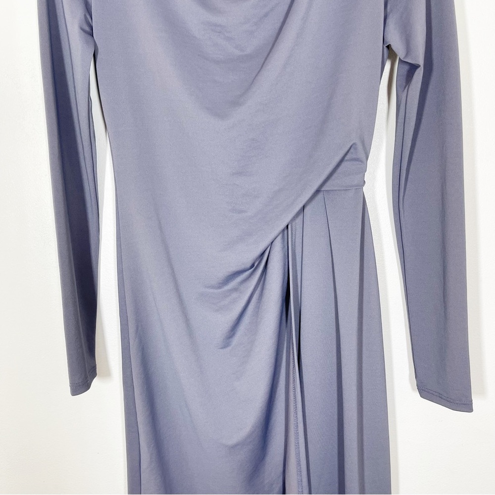 NWT Topshop Asymmetrical Crepe Sheath Dress Long Sleeves Lavender Purple Sz 4 - Picture 6 of 16